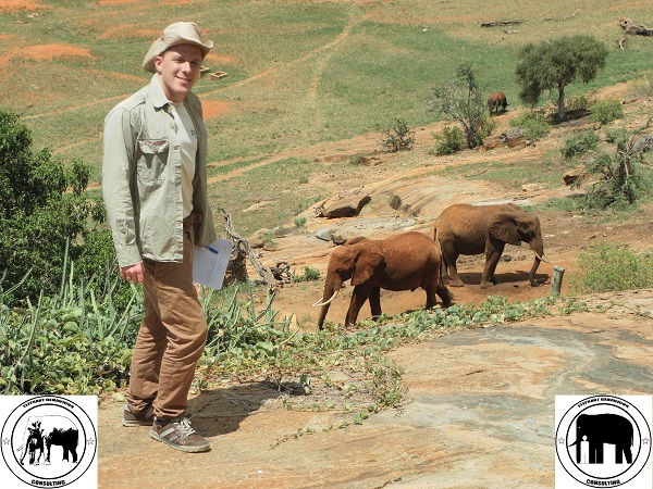 Elephantexpert Tobias Dornbusch with wild African Elephants